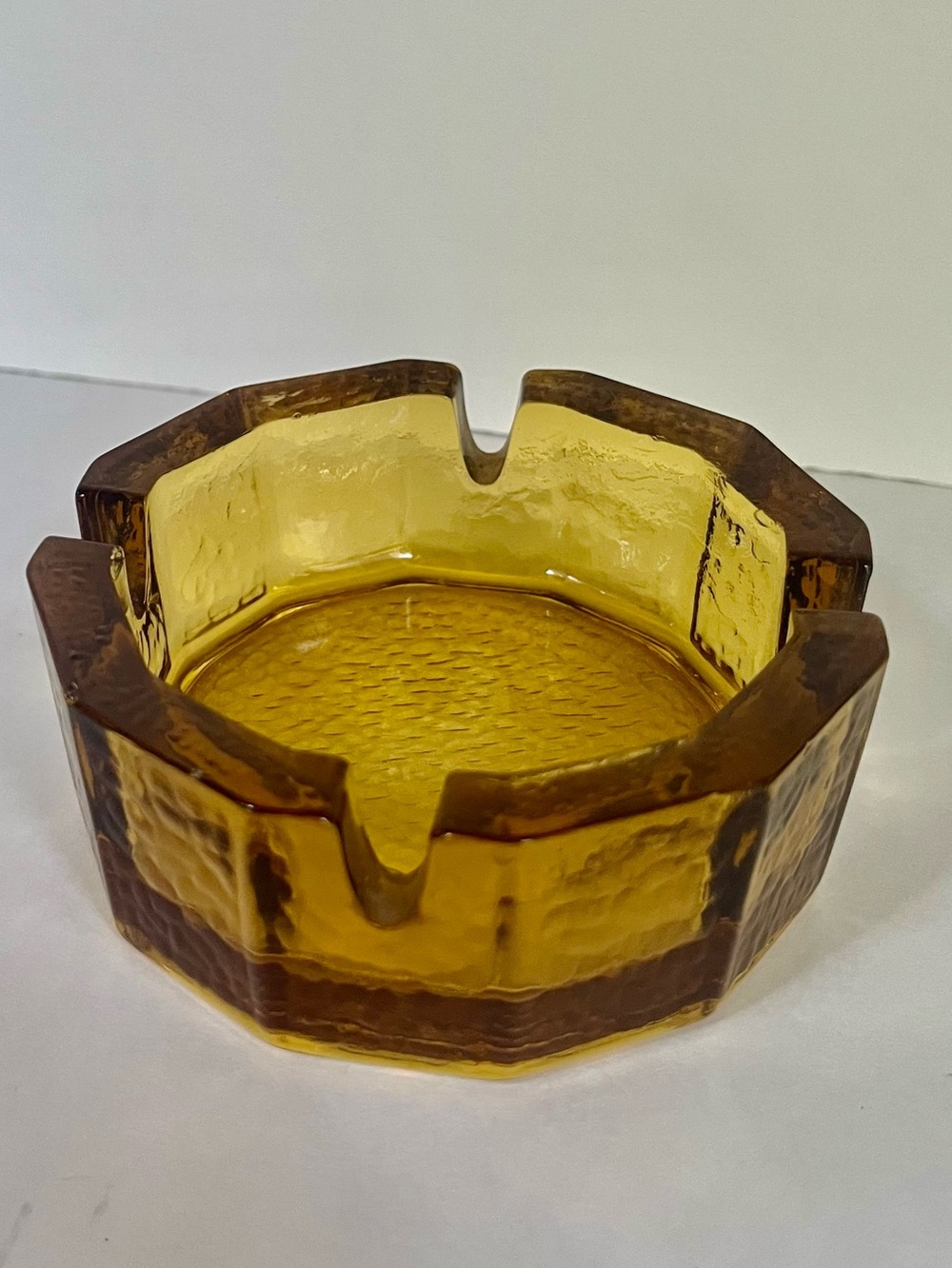 Blenko Mid-century Modern Ashtray Amber Gold Recycled Glass Art Glass